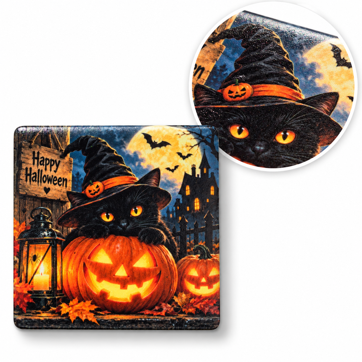 Mockup des Halloween-Keramikmagneten Hexennacht