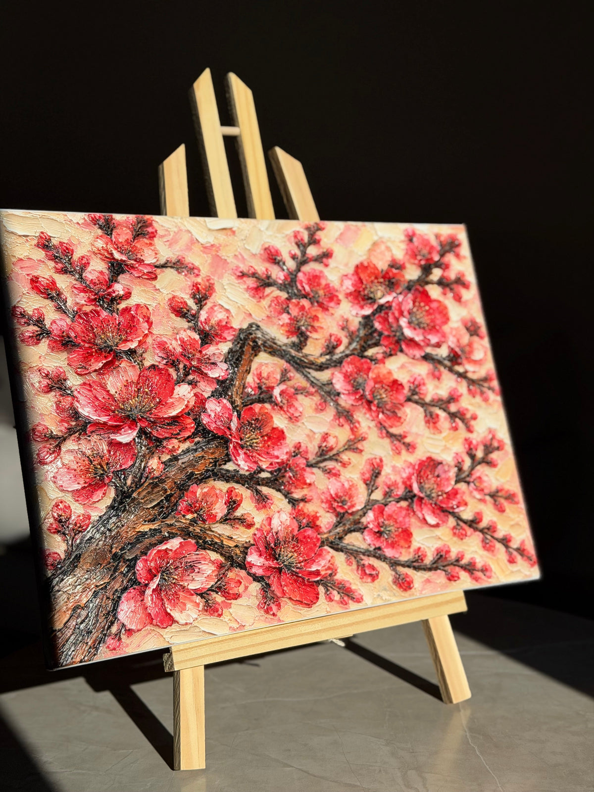 Originalaufnahme der gedruckten Kirschblüten-Leinwand