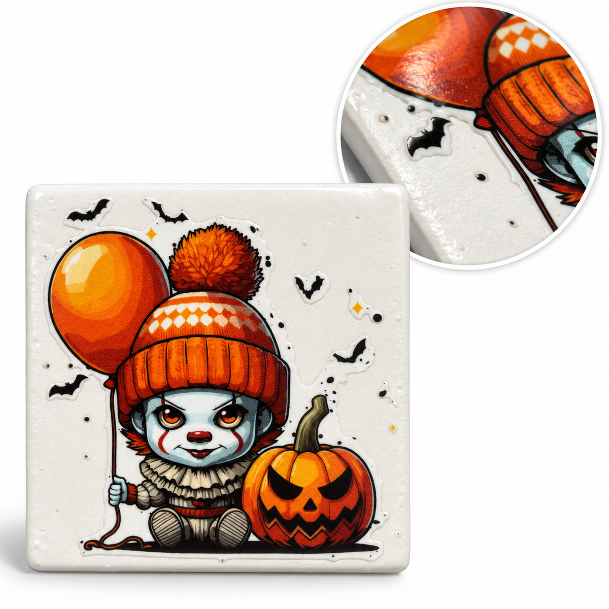 Mockup des Halloween-Keramikmagneten Kürbisclown