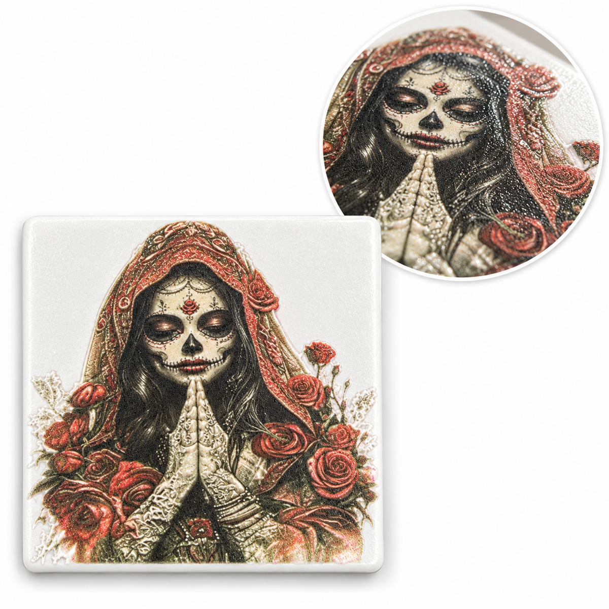 Mockup des Gothic-Keramikmagneten Rosenbraut