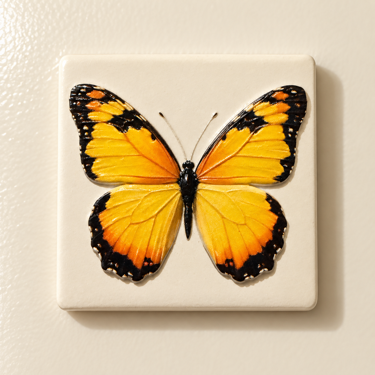 Gelb-oranger Schmetterling Keramikmagnet – Mockup