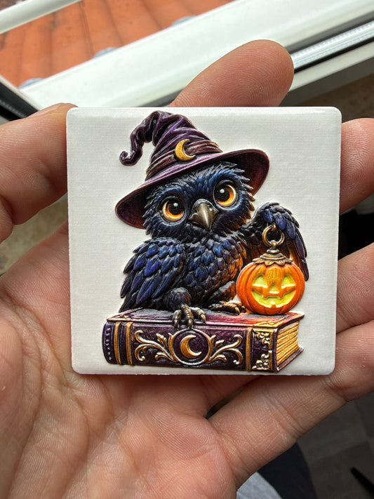 Originalfoto: Rabenzauber als Keramikmagnet mit Relief